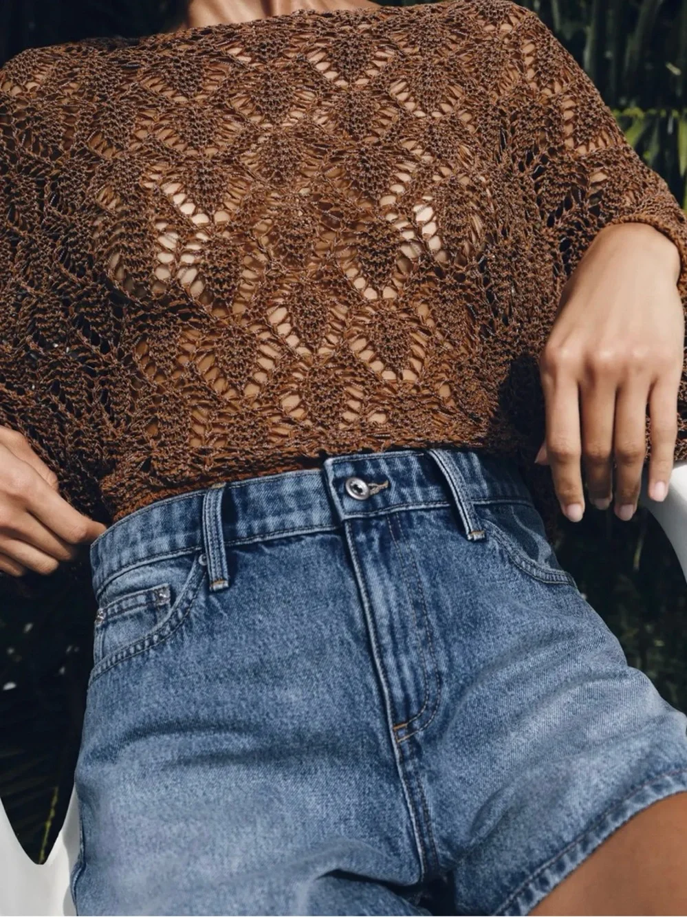 NWT ZARA OPEN-KNIT BELL SLEEVE JUMPER